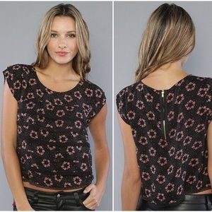 Free People Paper Hearts Crop Boho Top